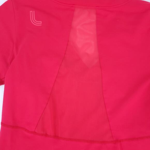 LOLE Fitted Short Sleeve Shirt Red, Mesh Back, Medium Women Athletic Top - Picture 3 of 4